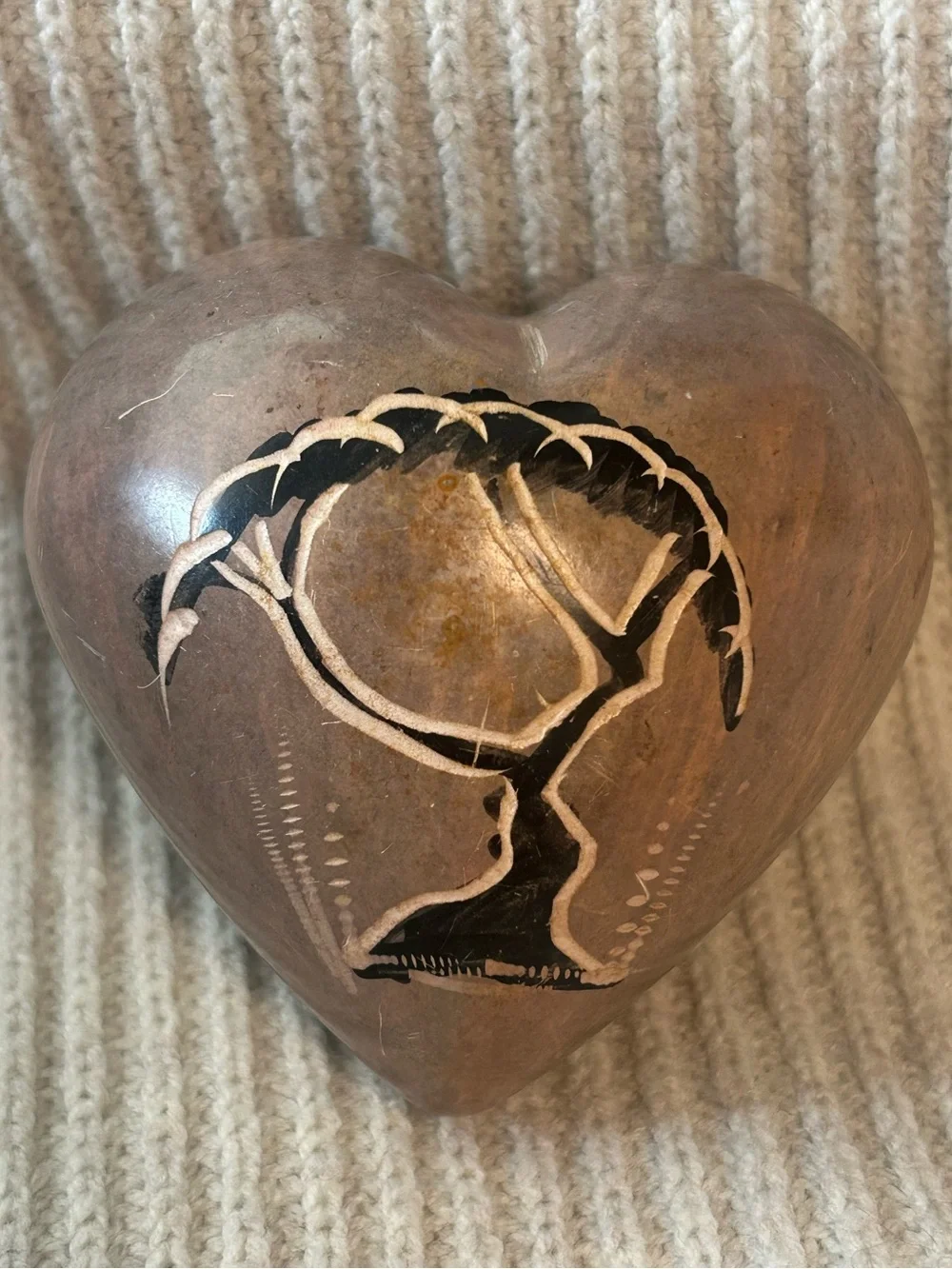 Hand-Carved Kisii Soapstone Heart Paperweight